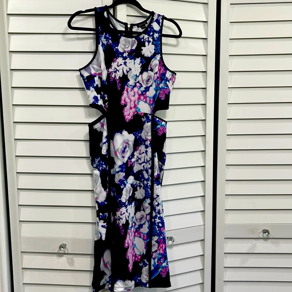 Midi stretch dress with back zipper